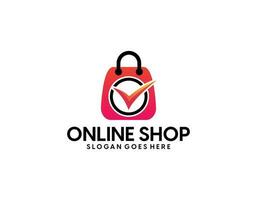 shop logo with bag icon for e commerce and store logo vector