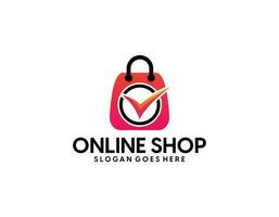 shop logo with bag icon for e commerce and store logo vector