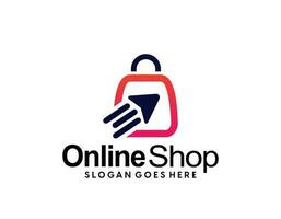 shop logo with bag icon for e commerce and store logo vector