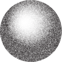 Grainy circle with noise dotted texture. Gradient ball with shadow. Abstract planet sphere with halftone stipple effect. png