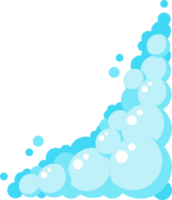 Cartoon-Seifenschaum-Set mit Blasen. hellblaue Seifenlauge aus Bad, Shampoo, Rasur, Mousse. png