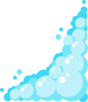 Cartoon soap foam set with bubbles. Light blue suds of bath, shampoo, shaving, mousse. png