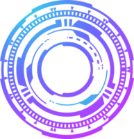 hud futuristico elemento. astratto ottico neon scopo. cerchio geometrico forma per virtuale interfaccia e Giochi. telecamera mirino per cecchino arma png