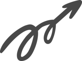 Doodle arrow. Hand drown lines and curve scribbles. Scetch of abstract pointer in different shape png