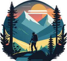 person in the mountains. Generative AI png