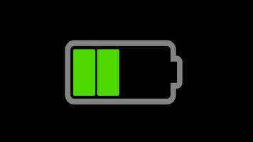 Battery Icon Charging Animation on Black Background video