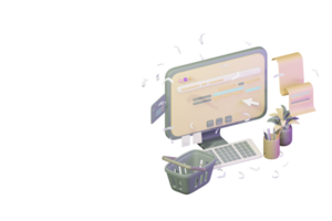 3d scrivania icona con il computer portatile attività commerciale in linea vendita concetto computer illustrazione png