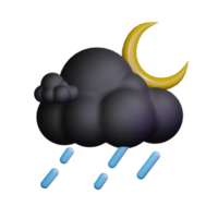 3d clima ícone noite com chuva png