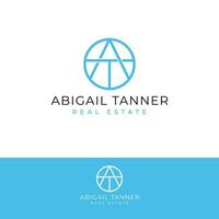 Abigail Tanner real estate vector logo design. AT initials logotype. Letters A and T logo template.