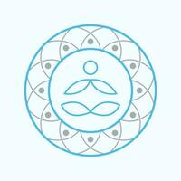 Mandala and yoga symbol icon design. Meditation pose flat icon. vector