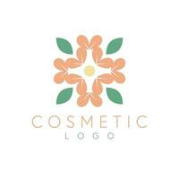 Cosmetic floral vector logo design. Simple flower logotype. Geometric flower logo template.