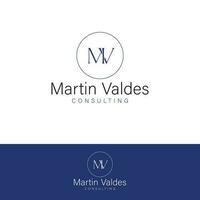 Martin Valdes consulting vector logo design. M and V logotype. MV initials logo template.