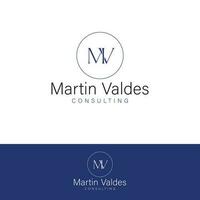 Martin Valdes consulting vector logo design. M and V logotype. MV initials logo template.