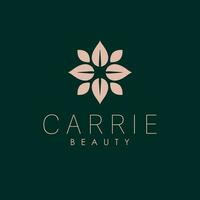 Cosmetic floral vector logo design. Simple flower logotype. Geometric flower logo template.