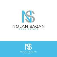 nolan Sagan real inmuebles vector logo diseño. letras norte y s logotipo iniciales ns logo modelo.