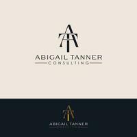 Abigail Tanner consulting vector logo design. AT initials logotype. Letters A and T logo template.