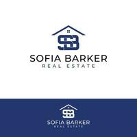 Sofia Barker real estate vector logo design. House and SB initials logotype. Letters S and B logo template.