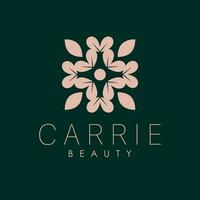 Cosmetic floral vector logo design. Simple flower logotype. Geometric flower logo template.