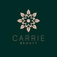 Cosmetic floral vector logo design. Simple flower logotype. Geometric flower logo template.