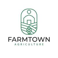 Farmtown agriculture vector logo design. Landscape view logotype. Organic and eco logo template.