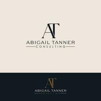 Abigail Tanner consulting vector logo design. AT initials logotype. Letters A and T logo template.