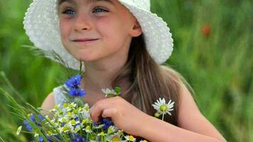 Caucasian Girl and the Meadow. Summer Nature Fun video