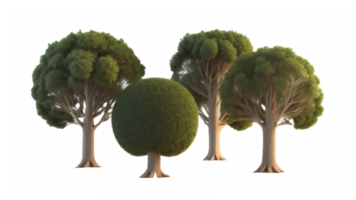 illustrazione di alberi su trasparente sfondo, per illustrazione, digitale composizione, e architettura visualizzazione generativo ai png