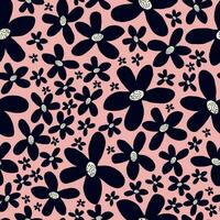 Stylized creative vibrant quirky expressive floral pattern in 60s in bright juicy colors vector