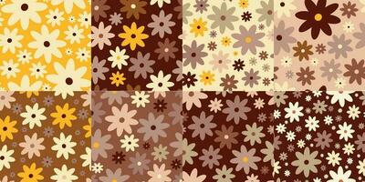 Retro Vintage boho spring floral pattern in 60s style vector