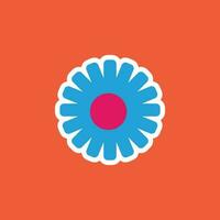 funny groovy playful flower in Y2K style. Hippie trendy flower card vector