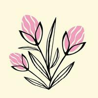 Creative vibrant card with pink Tulips in soft gentle juicy colors. vector