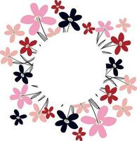 creativo vibrante floral redondo marco, brillante marco con flores silvestres en jugoso colores. vector
