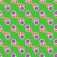 Y2K floral pattern. Funny funky retro flowers background vector