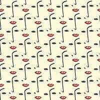 Valentines Day pattern with vibrant expressive faces. vector