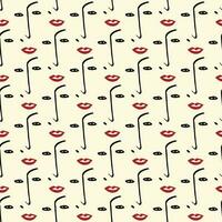 Valentines Day pattern with vibrant expressive faces. vector