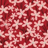 Stylized creative vibrant quirky expressive floral pattern in 60s in bright juicy colors vector