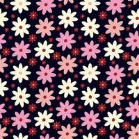 Bright vibrant quirky Retro floral pattern in 60s in multicolored juicy colors vector