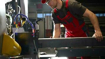 Metal Cutter Operator Cutting Piece of Square Tube video