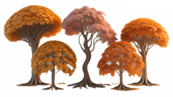illustrazione di alberi su trasparente sfondo, per illustrazione, digitale composizione, e architettura visualizzazione. generativo ai png