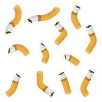 A set of cigarette butts. Vector illustration.