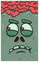 Jealous Expression of Zombie Face Character Cartoon. Wallpaper, Cover, Label and Packaging Design. vector