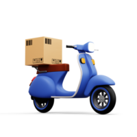 motociclo con pacco scatola, consegna Corriere servizio, 3d interpretazione png