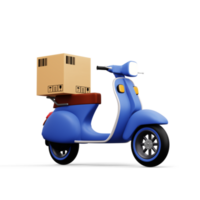 Motorrad mit Paket Kasten, Lieferung Kurier Service, 3d Rendern png