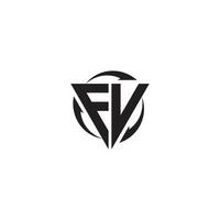 Letters FV Triangle point downward logo design vector