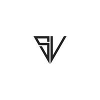 letras sv triángulo punto hacia abajo logo diseño vector