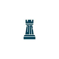 Letters JR Rook Chess logo design vector