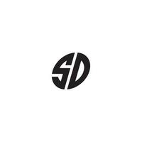 Letters SD slanted Circle Logo World Globe Tire Minimal Simple Modern vector