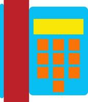 Blue and red telephone in flat style. vector