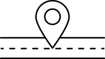 Black line art map road location. vector