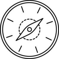 Compass in black line art illustration. vector